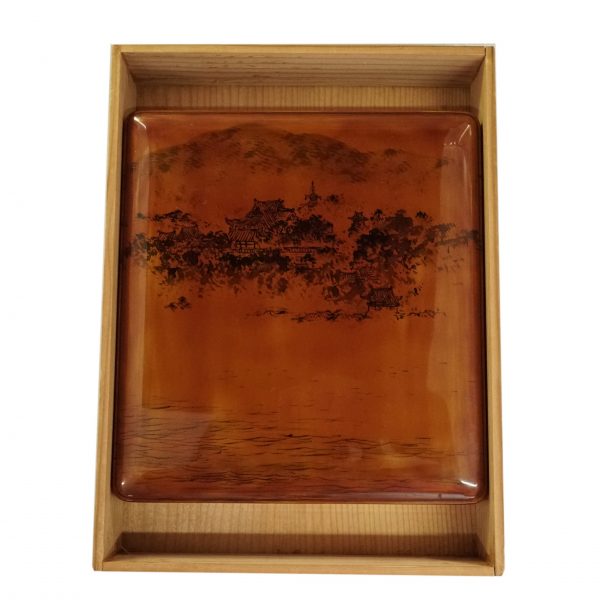 Japanese lacquer box-Urushi Nuri Suzuri Bako Landscape (Suzuribako-03) - Image 3