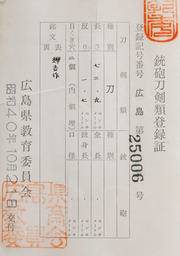 Antique Japanese Sword Katana <br>Signed by Teruyoshi <br>NBTHK <span style="color: #ff0000;">Hozon</span> Certificate - Image 18