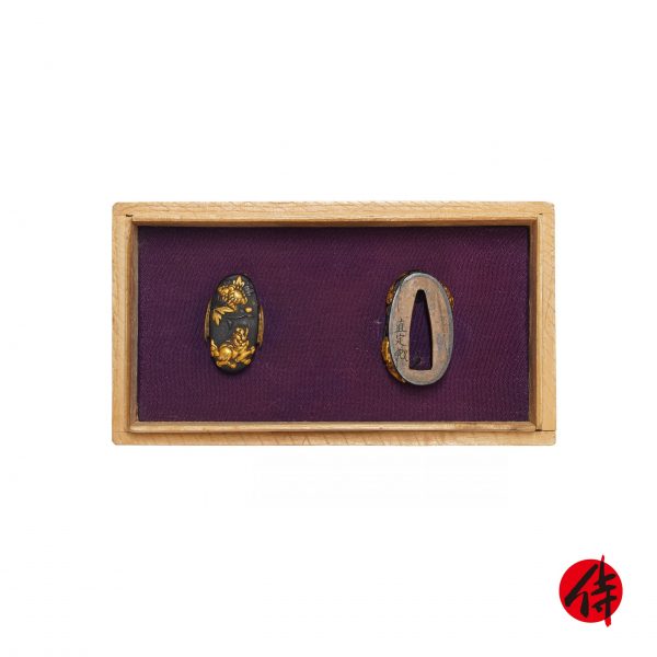 Antique Fuchi Kashira for Samurai Sword with NBTHK <strong><span style="color: #ff0000;">Hozon</span></strong> Certificate (F-24)