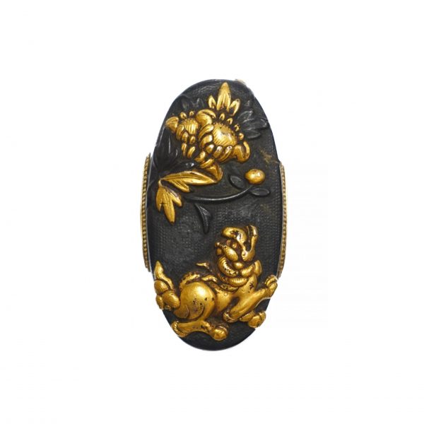 Antique Fuchi Kashira for Samurai Sword with NBTHK <strong><span style="color: #ff0000;">Hozon</span></strong> Certificate (F-24) - Image 3