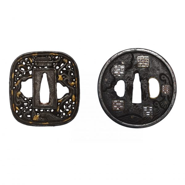 Antique Tsuba Set for Samurai Sword (T-410) - (T-415) - Image 13