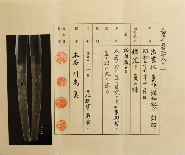 Modern Japanese Sword Gendaito Katana Signed by Izumokoku Jyu Makoto NTHK Kanteisho Certificate - Image 17