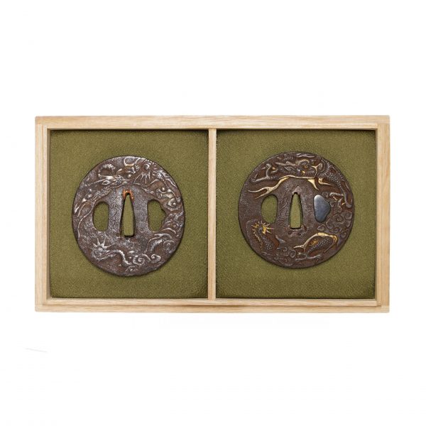 Antique Tsuba Daisho Set<br> for Samurai Sword<br> with NTHK Kanteisho Certificate (T-416) - Image 4