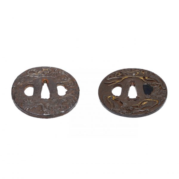 Antique Tsuba Daisho Set<br> for Samurai Sword<br> with NTHK Kanteisho Certificate (T-416) - Image 7