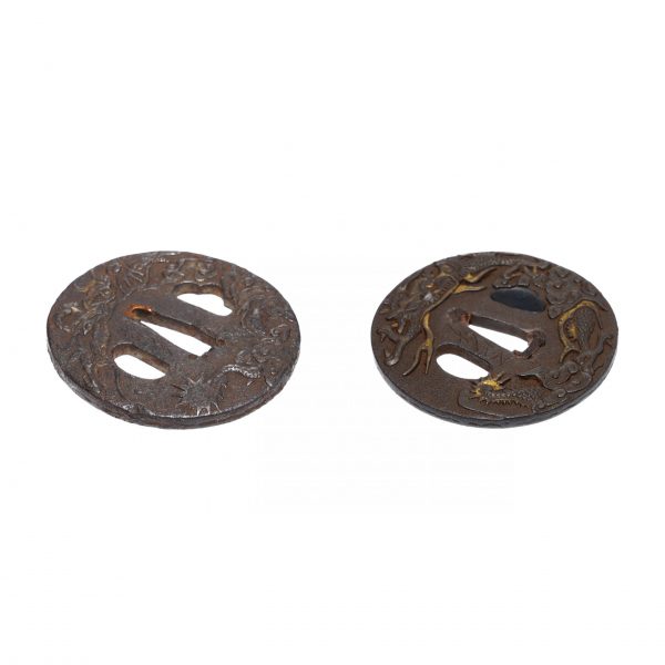 Antique Tsuba Daisho Set<br> for Samurai Sword<br> with NTHK Kanteisho Certificate (T-416) - Image 8