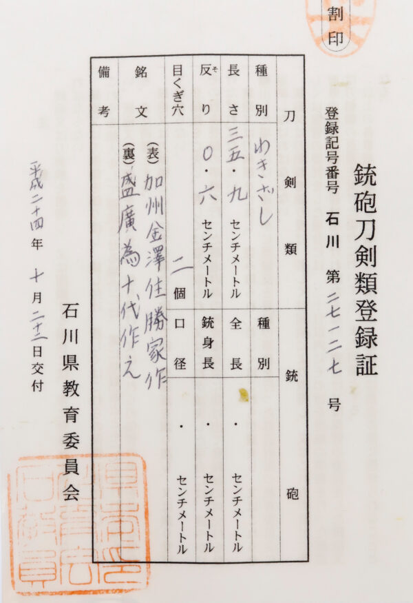Antique Japanese Sword Wakizashi Signed by Kashu Katsuie <br>NBTHK <span style="color: #ff0000;"><strong> Tokubetsu Hozon</strong> </span>Certificate - Image 23