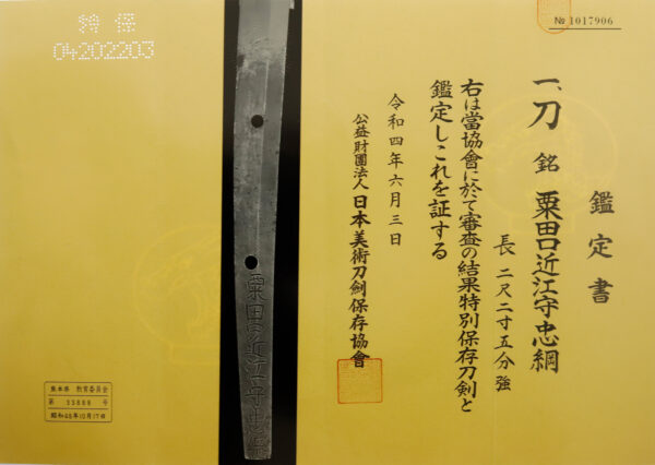 Antique Japanese Sword Katana Signed by Awataguchi Tadatsuna<br> NBTHK<span style="color: #ff0000;"><strong> Tokubetsu Hozon</strong> </span>Certificate - Image 19