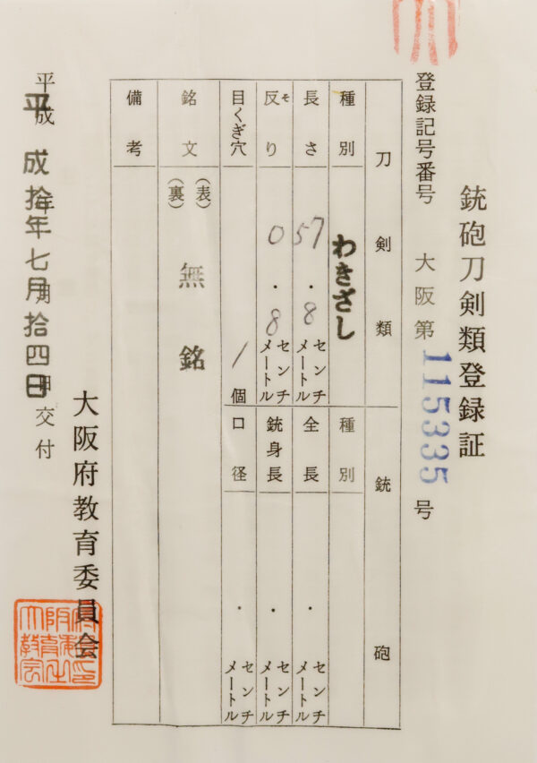 Antique Japanese Sword Wakizashi Attributed to Jyosyu Sueyuki<br>NBTHK <span style="color: #ff0000;"><strong> Tokubetsu Hozon</strong> </span>Certificate - Image 17