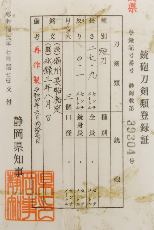 Antique Japanese Sword Tanto Signed by Bishu Sukesada<br> NBTHK <span style="color: #ff0000;">Hozon </span>Certificate - Image 22
