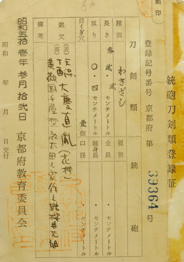 Antique Japanese Sword Wakizashi Signed by Naotane<br>NBTHK <span style="color: #ff0000;"><strong> Tokubetsu Hozon</strong> </span>Certificate - Image 23