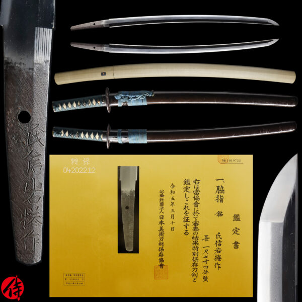 Antique Japanese Sword Wakizashi Signed by Ujinobu Ganmaku <br>NBTHK <span style="color: #ff0000;"><strong> Tokubetsu Hozon</strong> </span>Certificate