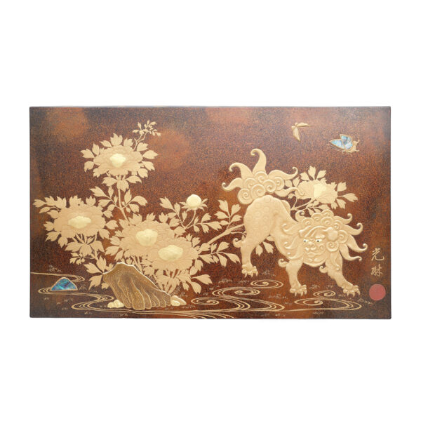Antique Japanese Makie Table<br>Karajishi Botan Zu - Image 2