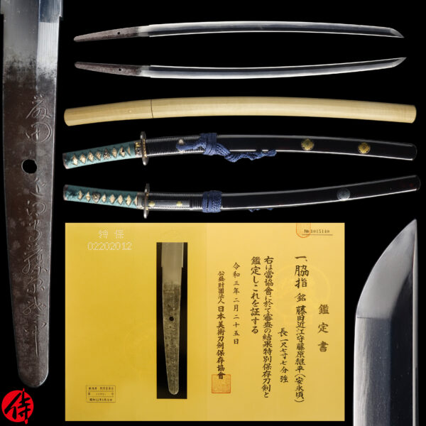 Antique Japanese Sword Wakizashi Signed by Tsuguhira <br>NBTHK <span style="color: #ff0000;"><strong> Tokubetsu Hozon</strong> </span>Certificate