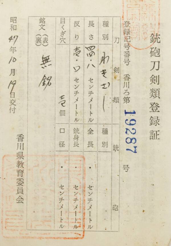 Antique Japanese Sword Wakizashi attributed to Takada Munehisa<br>NTHK Kanteisho - Image 17