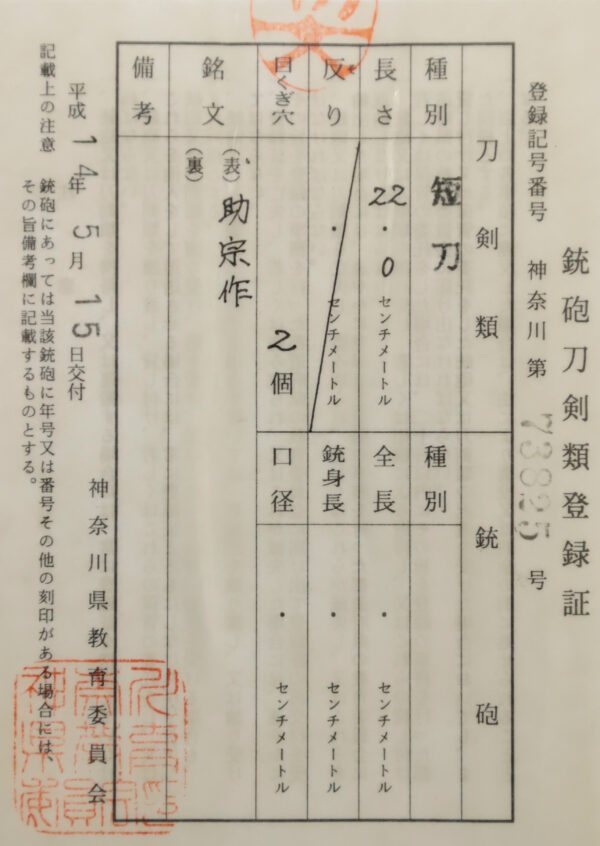 Antique Japanese Sword Tanto Signed by Shimada Sukemune<br> NBTHK <span style="color: #ff0000;">Hozon </span>Certificate - Image 25