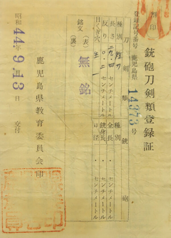 Antique Japanese Sword Tanto attributed to Masazane<br> NBTHK <span style="color: #ff0000;">Hozon </span>Certificate - Image 24