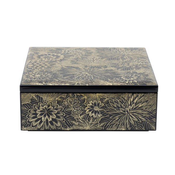 Japanese wooden lacquer box-Kiku Dukushi Zu<br>(Bunko-11) - Image 2