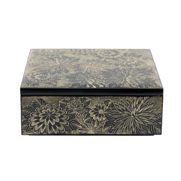 Japanese wooden lacquer box-Kiku Dukushi Zu<br>(Bunko-11) - Image 3
