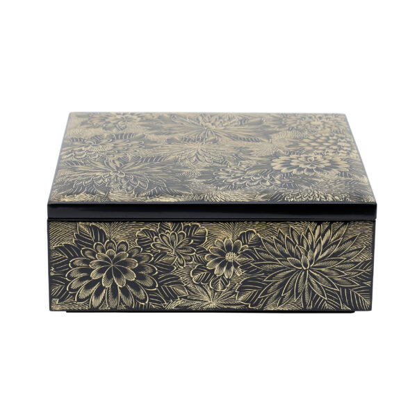Japanese wooden lacquer box-Kiku Dukushi Zu<br>(Bunko-11) - Image 4