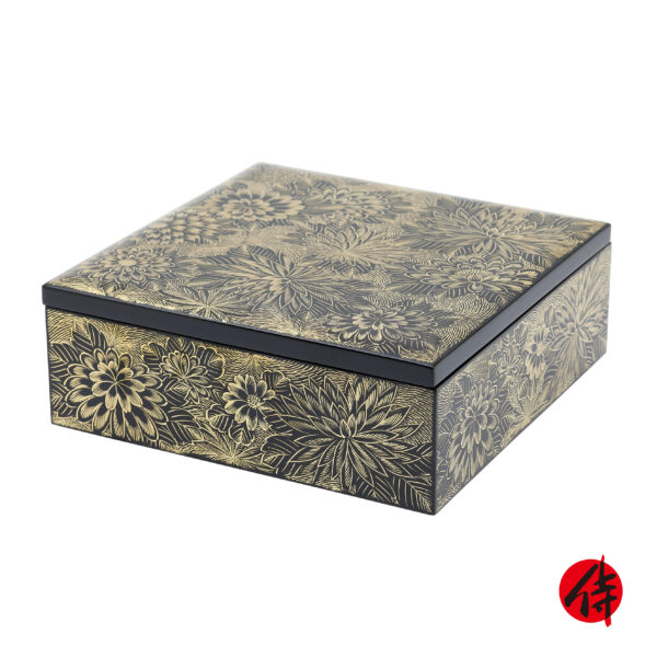 Japanese wooden lacquer box-Kiku Dukushi Zu<br>(Bunko-11)