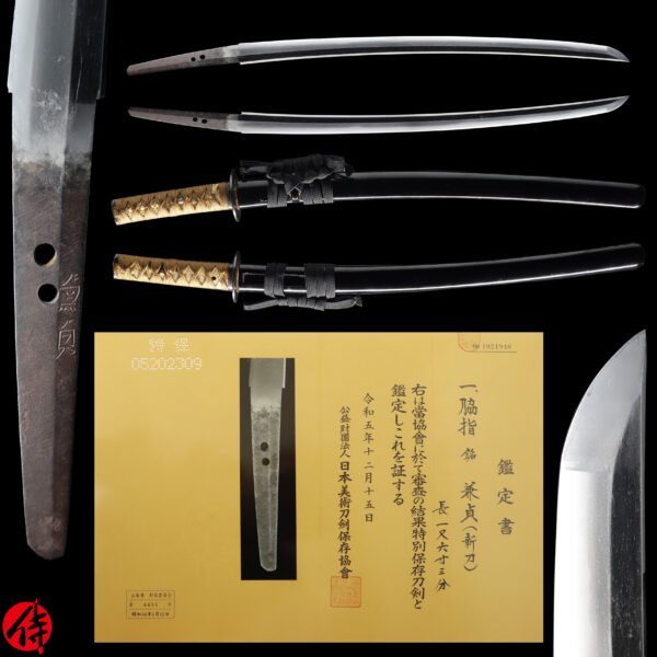Antique Japanese Sword Wakizashi Signed by Kanesada <br>NBTHK <span style="color: #ff0000;"><strong> Tokubetsu Hozon</strong> </span>Certificate