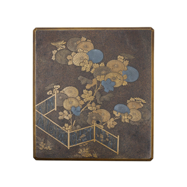 Japanese lacquer box<br>-Makie Suzuri Bako<br> Kiku Ikegaki Zu (Suzuribako-11) - Image 2