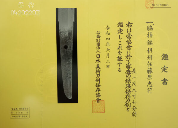 Antique Japanese Sword Wakizashi Signed by Tadayuki<br>NBTHK <span style="color: #ff0000;">Hozon</span> Certificate - Image 23