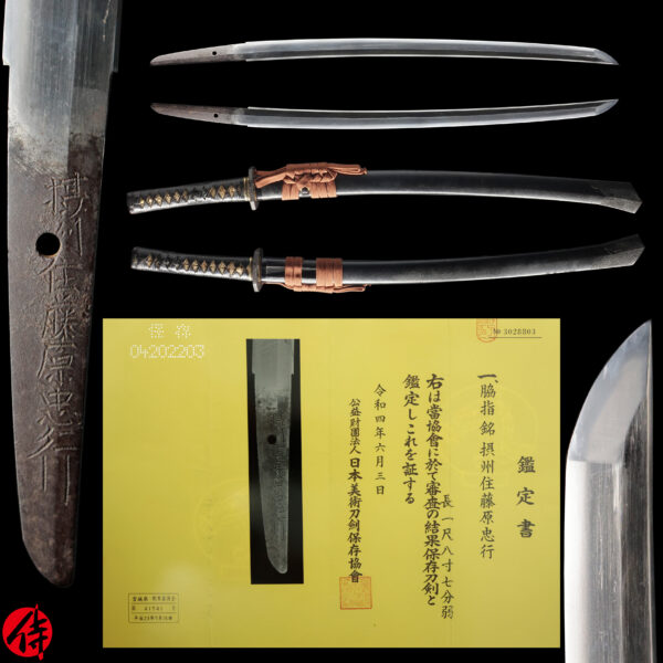 Antique Japanese Sword Wakizashi Signed by Tadayuki<br>NBTHK <span style="color: #ff0000;">Hozon</span> Certificate