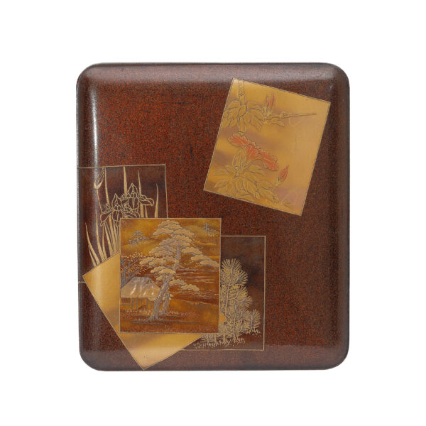 Japanese lacquer box<br>-Makie Suzuri Bako<br> Matsu ni Hana Zu (Suzuribako-15) - Image 2