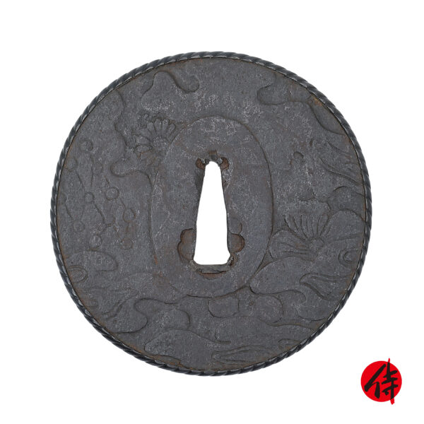 Antique Tsuba for Samurai Sword with NBTHK <strong><span style="color: #ff0000;">Hozon</span></strong> Certificate (T-716)