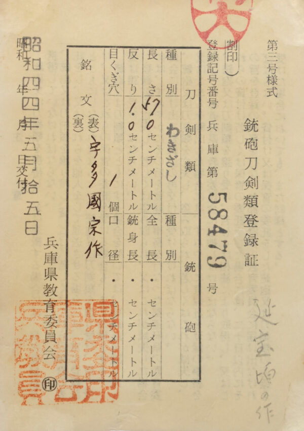 Antique Japanese Sword Wakizashi Signed by Uda Kunimune <br>NBTHK <span style="color: #ff0000;"><strong>Tokubetsu Hozon</strong> </span>Certificate - Image 23