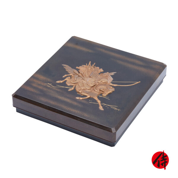 Japanese lacquer box<br>-Makie Suzuri Bako<br> Bajo Musha Zu (Suzuribako-21)