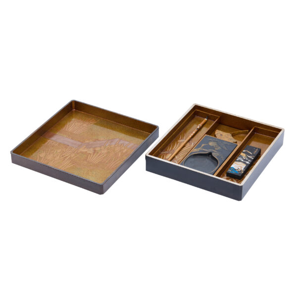 Japanese lacquer box<br>-Makie Suzuri Bako<br> Bajo Musha Zu (Suzuribako-21) - Image 6