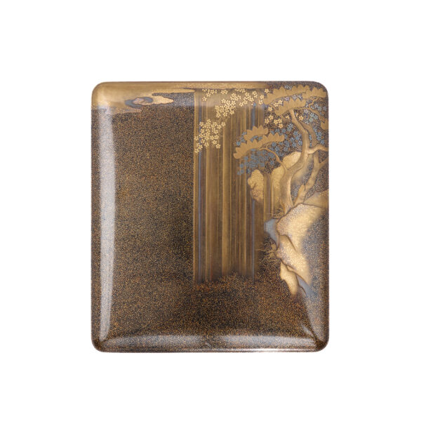 Japanese lacquer box<br>-Makie Suzuri Bako<br> Taki ni Hana Zu (Suzuribako-20) - Image 2