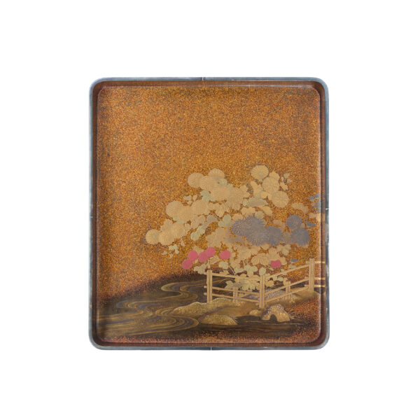 Japanese lacquer box<br>-Makie Suzuri Bako<br> Taki ni Hana Zu (Suzuribako-20) - Image 4