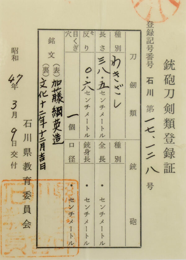 Antique Japanese Sword Wakizashi Signed by Tsunahide<br> NBTHK <span style="color: #ff0000;"><strong> Tokubetsu Hozon</strong> </span>Certificate - Image 27