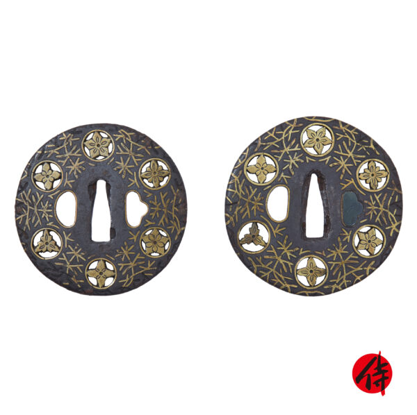 Antique Tsuba Daisho Set for Samurai Sword (T-721)