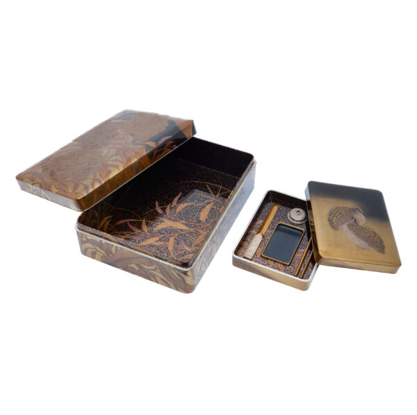Japanese lacquer box Set<br>-Makie Bunko and Suzuribako<br>Akikusa Zu (Bunko-Suzuri-set 01) - Image 5