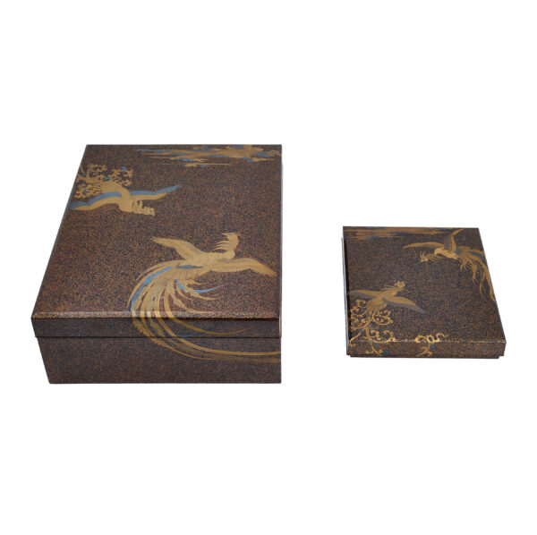 Japanese lacquer box Set<br>-Makie Bunko and Suzuribako<br>Houou Zu (Bunko-Suzuri-set 02) - Image 4