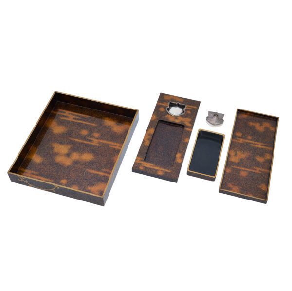 Japanese lacquer box Set<br>-Makie Bunko and Suzuribako<br>Houou Zu (Bunko-Suzuri-set 02) - Image 14