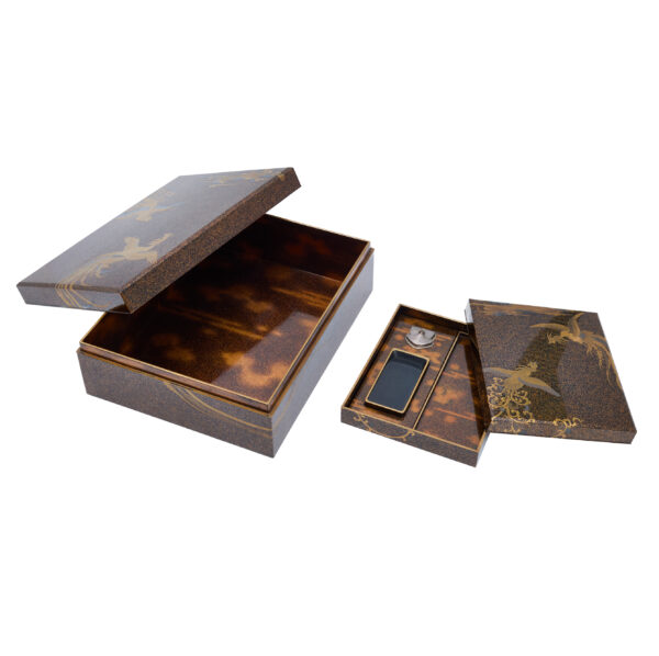 Japanese lacquer box Set<br>-Makie Bunko and Suzuribako<br>Houou Zu (Bunko-Suzuri-set 02) - Image 5