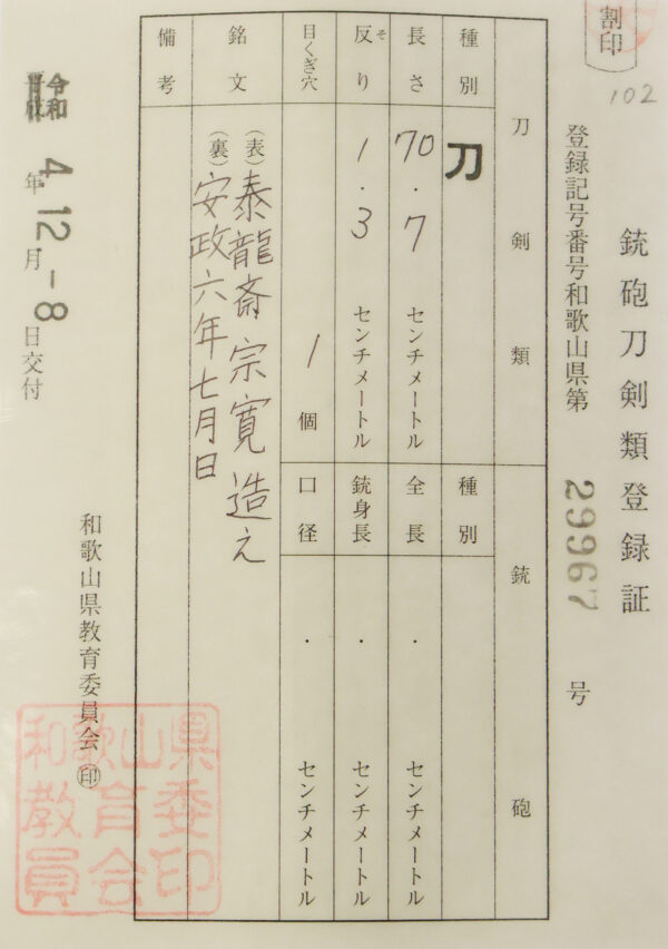 Antique Japanese Sword Katana Signed by Tairyusai Soukan<br>NBTHK<span style="color: #ff0000;"><strong> Tokubetsu Hozon</strong> </span>Certificate - Image 26