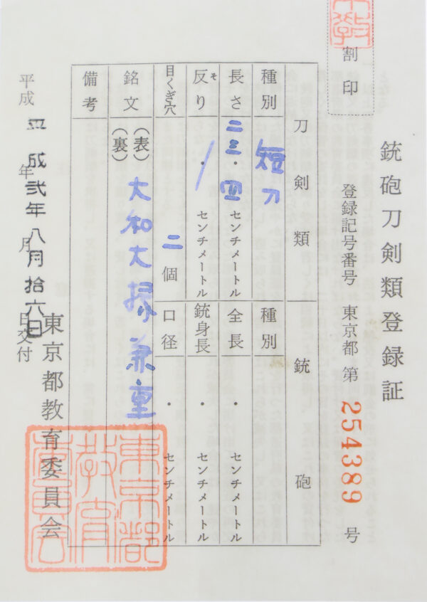 Antique Japanese Sword Tanto signed by Yamato Daijo Kaneshige<br>NBTHK <span style="color: #ff0000;">Hozon </span>Certificate - Image 26