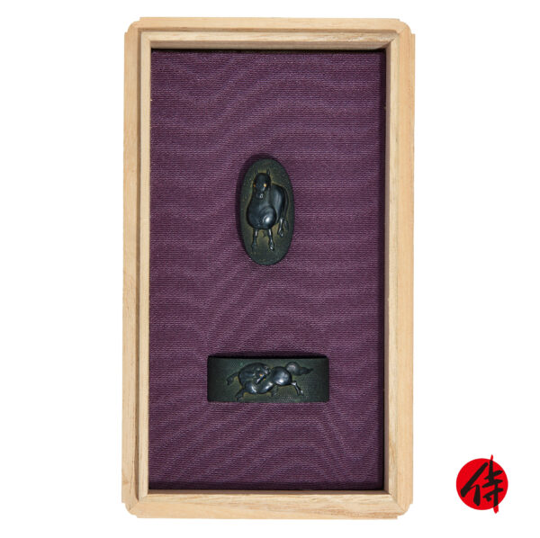 Antique Fuchi Kashira for Samurai Sword with NBTHK <strong><span style="color: #ff0000;">Hozon</span></strong> Certificate (F-55)