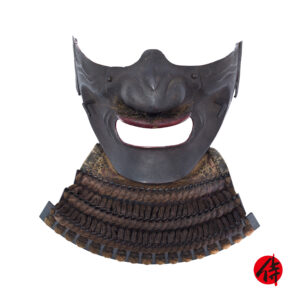 Antique Mid Edo Period Menpo Face Guard for Samurai Armor <span style="color: #ff0000;"> Kicho Shiryo</span> Certificate<br> (Menpo-20)
