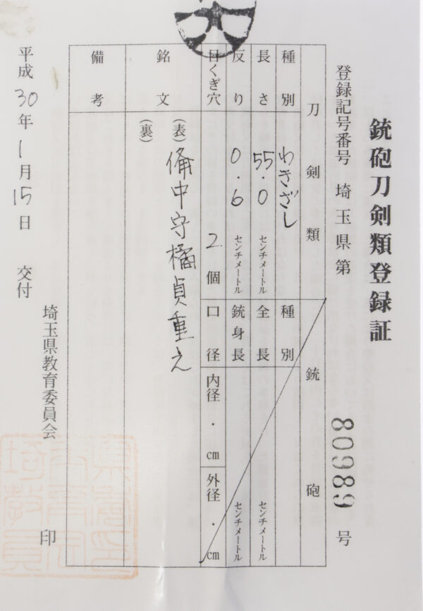Antique Japanese Sword Wakizashi Signed by Sadashige<br>NBTHK <span style="color: #ff0000;">Hozon </span>Certificate - Image 19