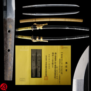 Antique Japanese Sword Wakizashi Signed by Naminohira Yukiyasu<br>NBTHK <span style="color: #ff0000;">Hozon </span>Certificate