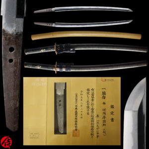 Antique Japanese Sword Wakizashi Signed by Kunisuke<br>NBTHK <span style="color: #ff0000;"><strong>Tokubetsu Hozon</strong> </span>Certificate