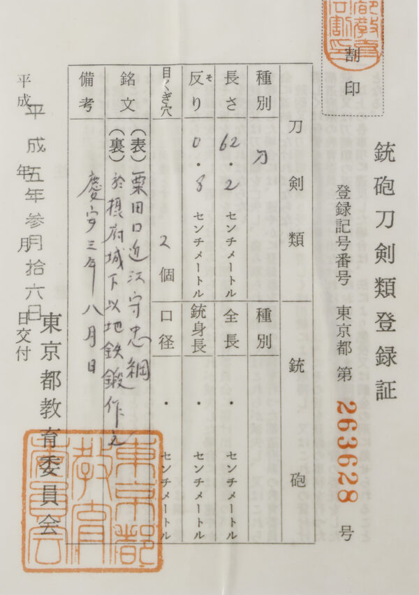Antique Japanese Sword Katana Signed by Awataguchi Omi no Kami Tadatsuna<br>NBTHK<span style="color: #ff0000;"><strong> Tokubetsu Hozon</strong> </span>Certificate - Image 27