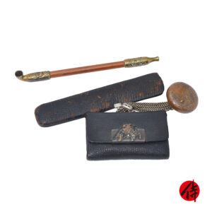 Antique Tobacco Case-Tabacco Ire and Kiseru Set (Kiseru-18)
